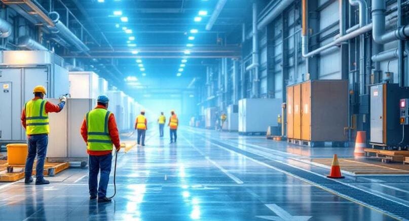 Visuel d'entrepôt frigorifique illustrant un environnement industriel